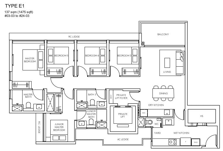 Amo Residence Floor Plan E1