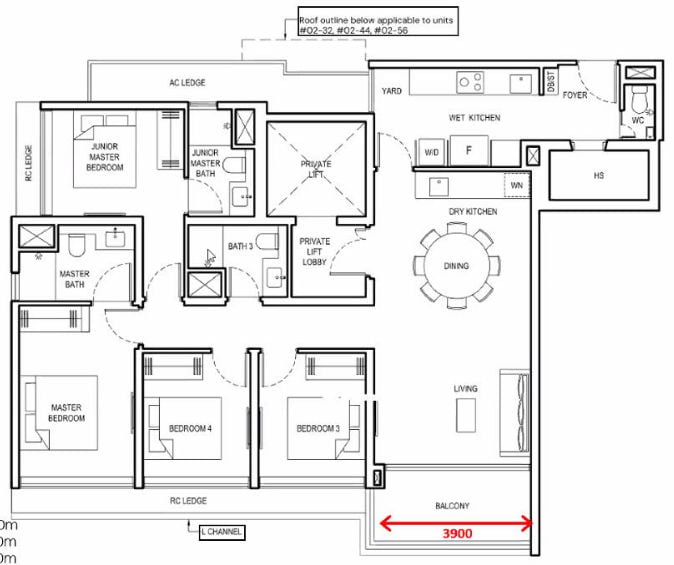Grand Dunman Floor Plan 4brl