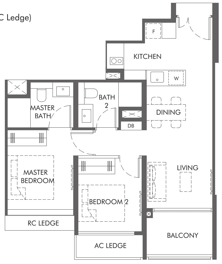 The Hill at One North Floor Plan 2b1