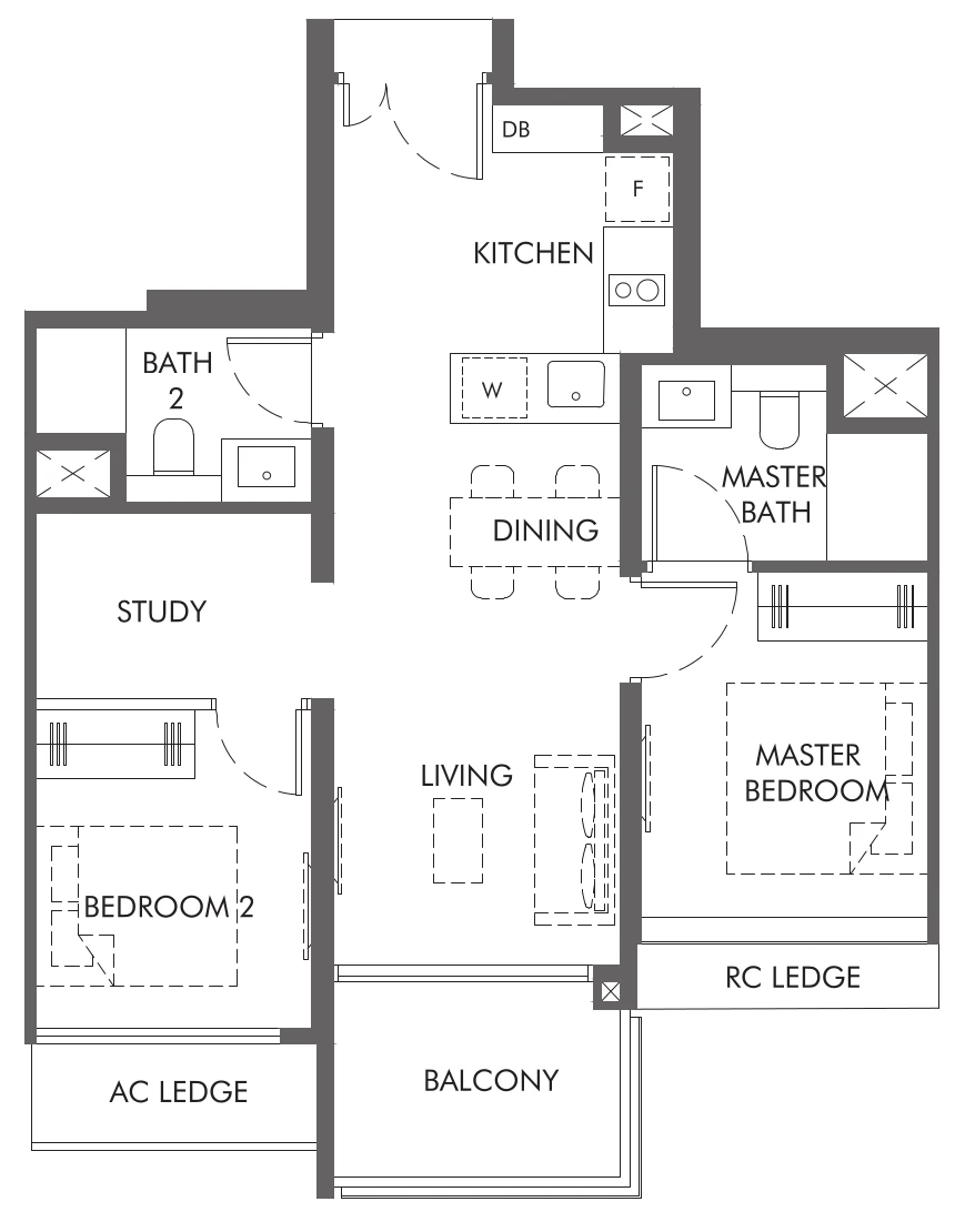 The Hill at One North Floor Plan 2bs7
