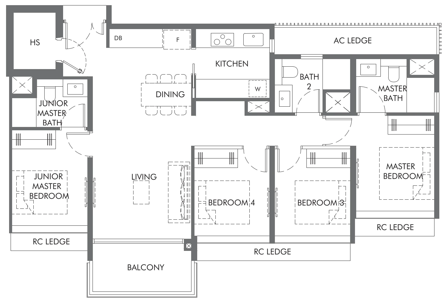 The Hill at One North Floor Plan 4b1