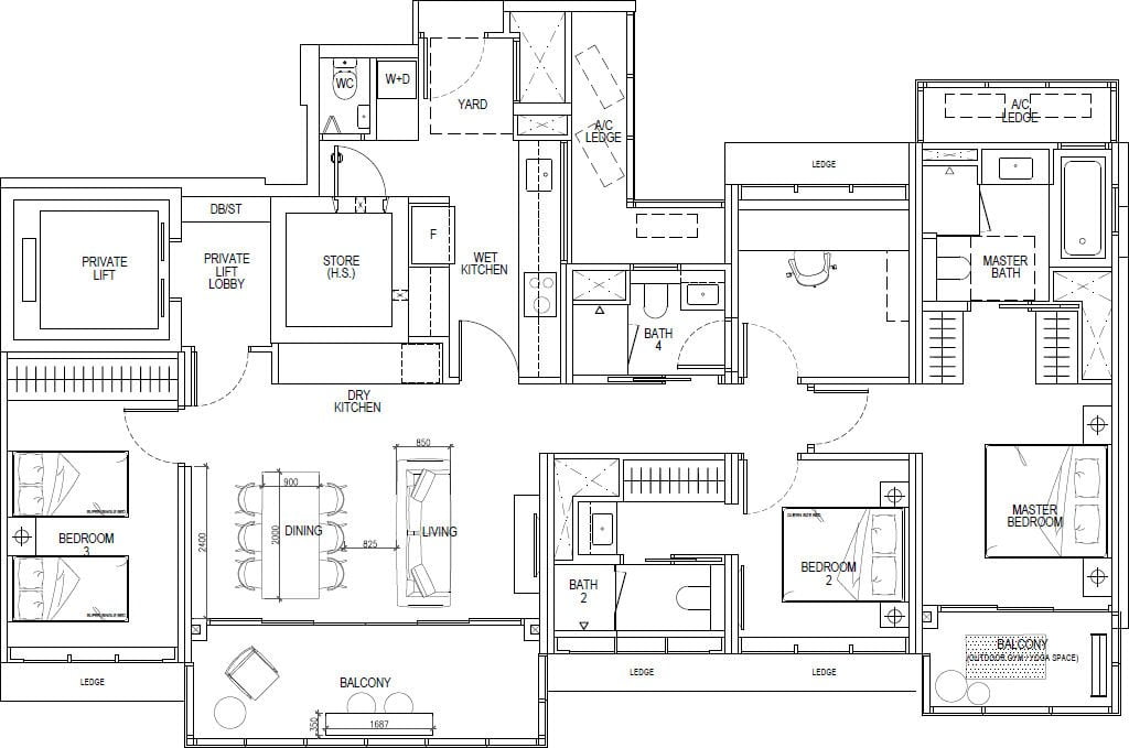 Irwell Hill Residences Floor Plan 4br