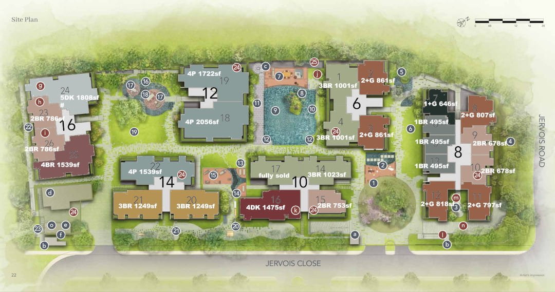 Jervois Mansion Site Plan Unit Types