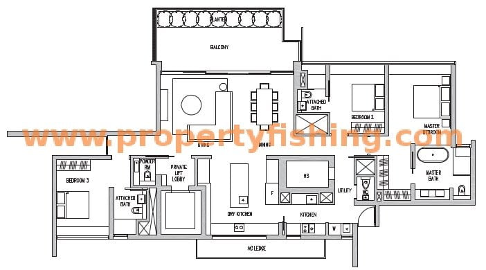 Leedon Residence Floor Plan 3a