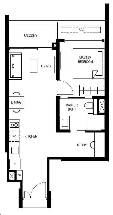 Lentor Hills Residences Floor Plan 1+1a