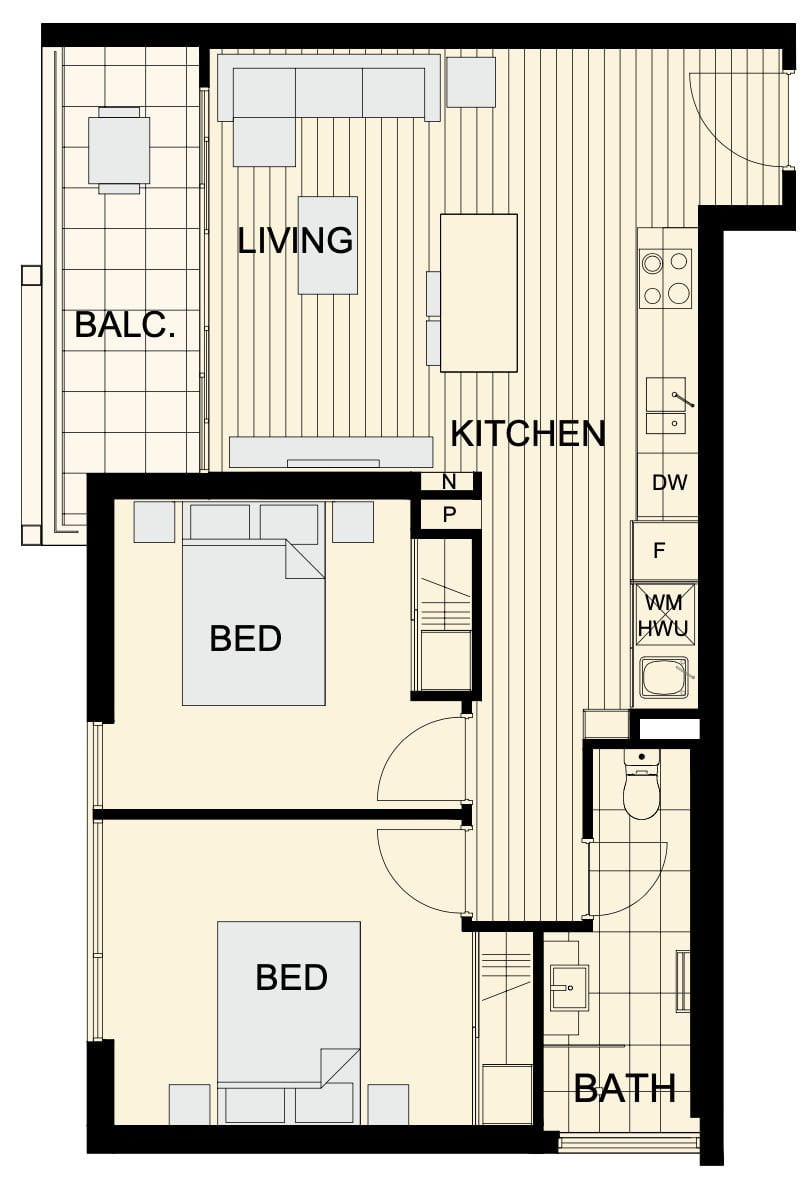 NV Apartments Perth Floor Plan 2BR