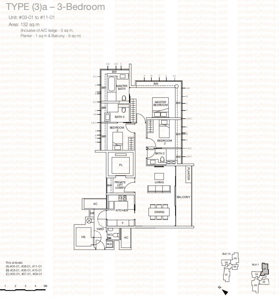 One Balmoral Floor Plan - 3 Bedroom