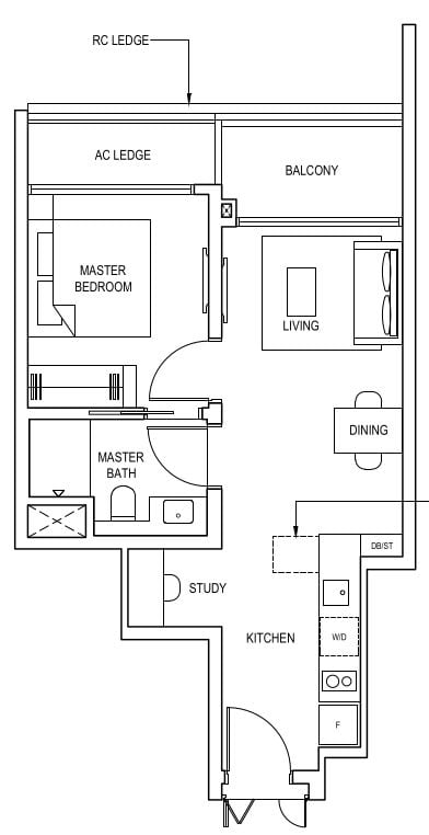 Pinetree Hill Floor Plan 1bs