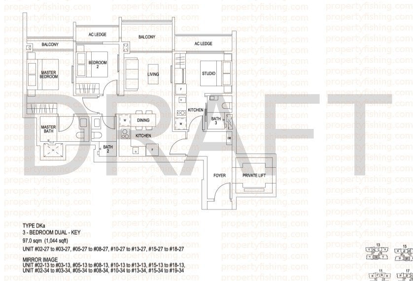 Riverbank at Fernvale Floor plans - 3 bedroom dual key