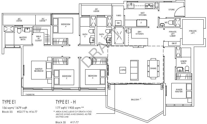 Riverfront Residences Floor Plan E1