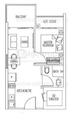 Suites@ Changi Floor Plan 1br