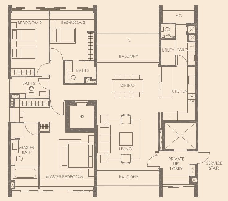 The Nassim 3br Floor Plan